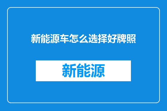 新能源车怎么选择好牌照