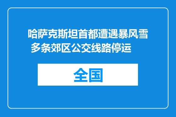 哈萨克斯坦首都遭遇暴风雪 多条郊区公交线路停运