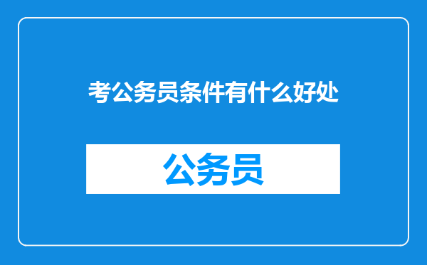 考公务员条件有什么好处