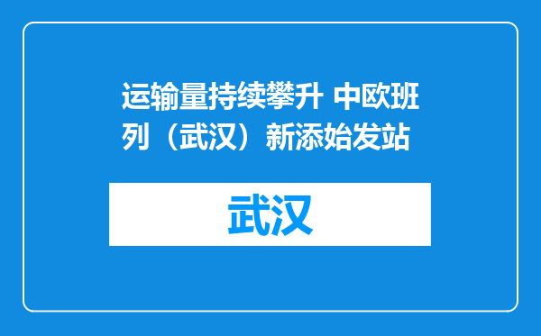 运输量持续攀升 中欧班列（武汉）新添始发站