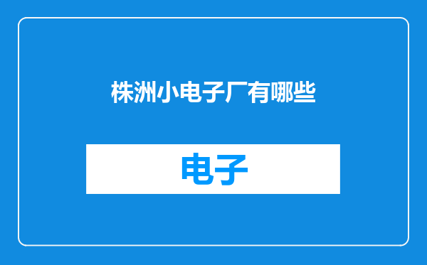 株洲小电子厂有哪些