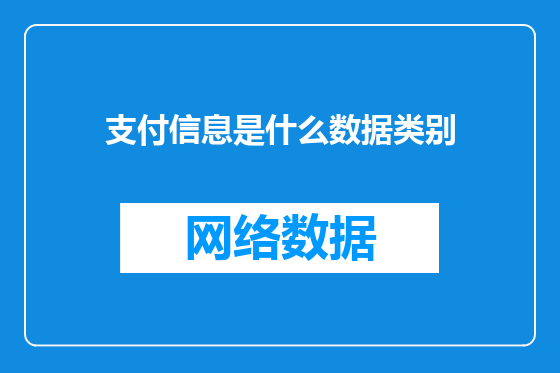 支付信息是什么数据类别