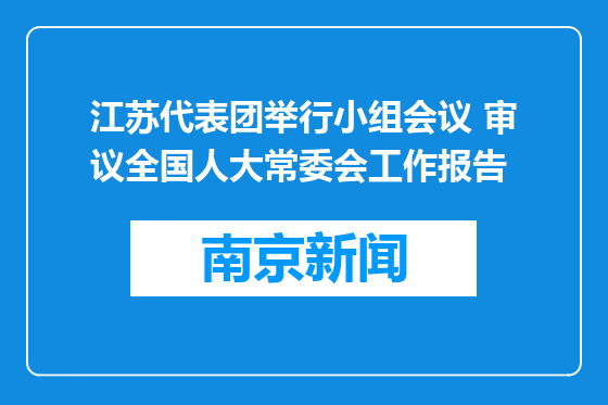 江苏代表团举行小组会议 审议全国人大常委会工作报告