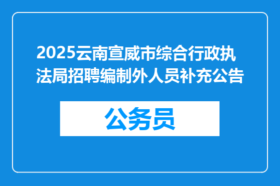 2025云南宣威市综合行政执法局招聘编制外人员补充公告