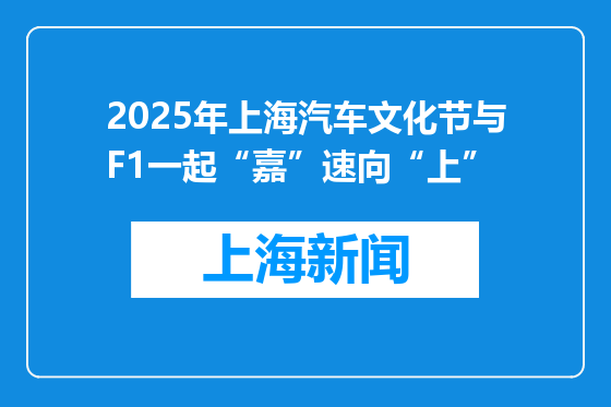 2025年上海汽车文化节与F1一起“嘉”速向“上”