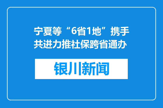 宁夏等“6省1地”携手共进力推社保跨省通办