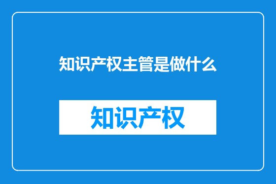 知识产权主管是做什么
