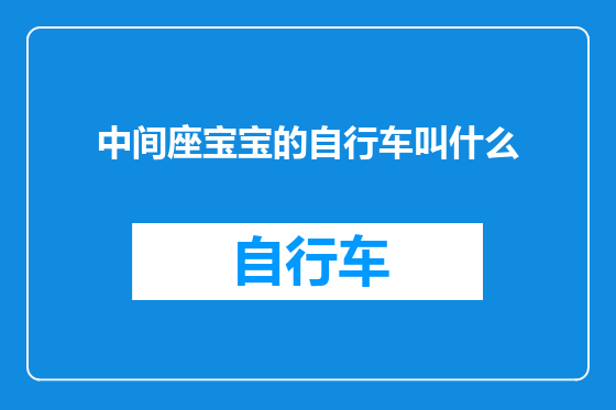 中间座宝宝的自行车叫什么