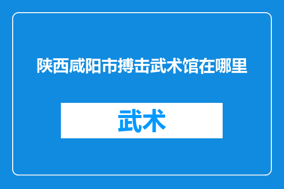 陕西咸阳市搏击武术馆在哪里