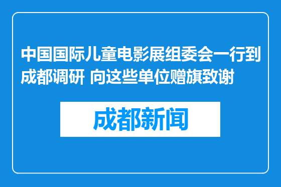 中国国际儿童电影展组委会一行到成都调研 向这些单位赠旗致谢