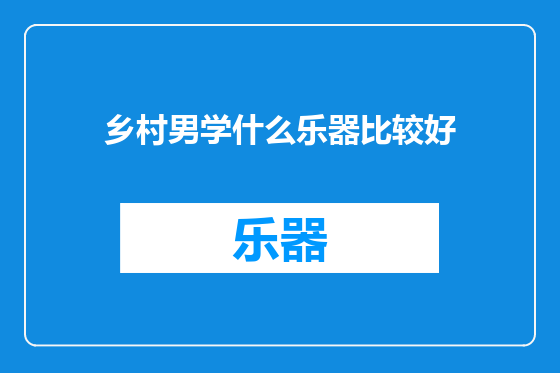 乡村男学什么乐器比较好