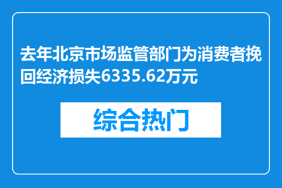 去年北京市场监管部门为消费者挽回经济损失6335.62万元