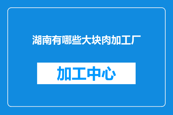 湖南有哪些大块肉加工厂
