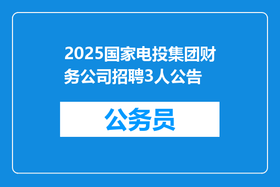 2025国家电投集团财务公司招聘3人公告