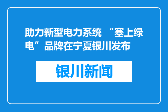 助力新型电力系统 “塞上绿电”品牌在宁夏银川发布