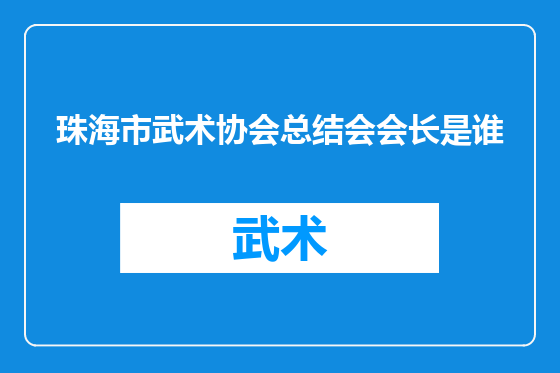 珠海市武术协会总结会会长是谁