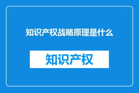 知识产权战略原理是什么