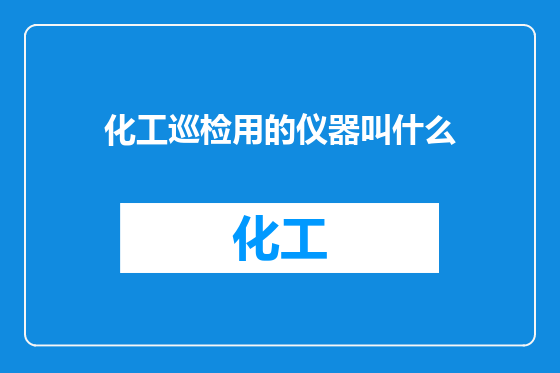 化工巡检用的仪器叫什么