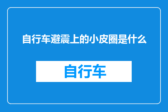 自行车避震上的小皮圈是什么