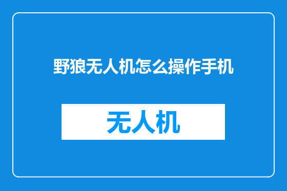 野狼无人机怎么操作手机