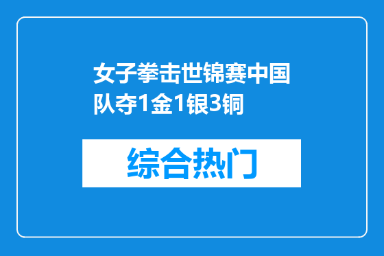 女子拳击世锦赛中国队夺1金1银3铜