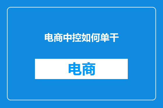 电商中控如何单干