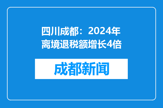 四川成都：2024年离境退税额增长4倍