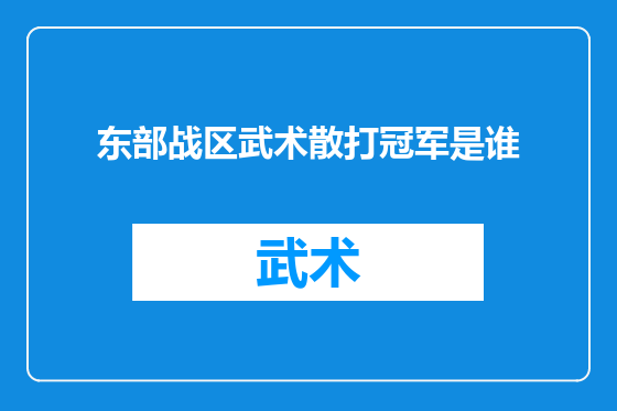 东部战区武术散打冠军是谁