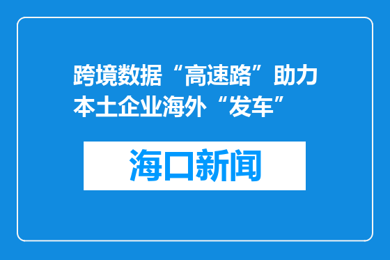 跨境数据“高速路”助力本土企业海外“发车”