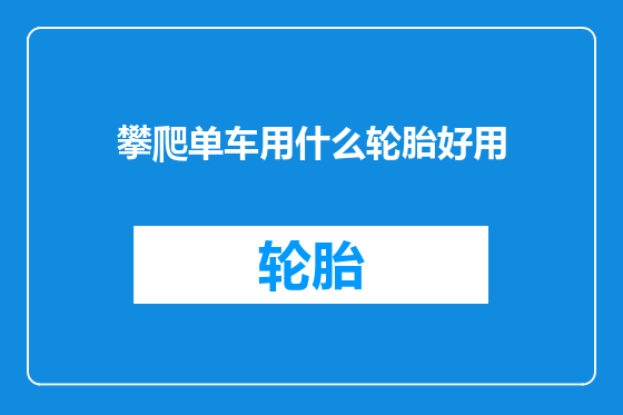 攀爬单车用什么轮胎好用