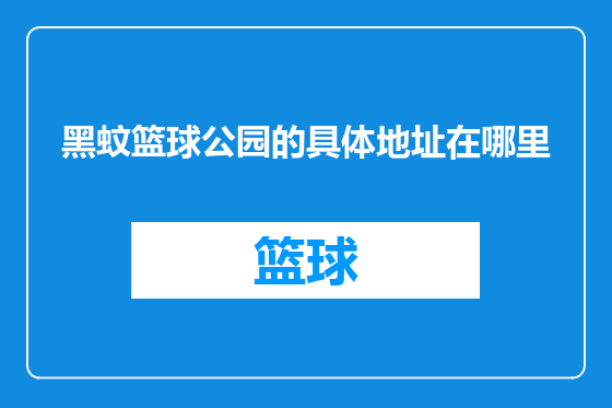 黑蚊篮球公园的具体地址在哪里