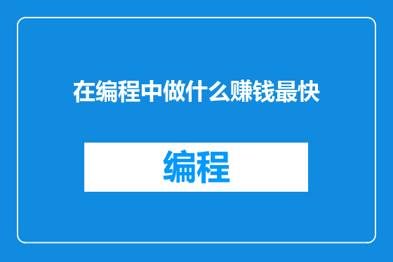 在编程中做什么赚钱最快