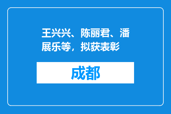 王兴兴、陈丽君、潘展乐等，拟获表彰