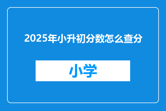 2025年小升初分数怎么查分
