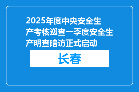 2025年度中央安全生产考核巡查一季度安全生产明查暗访正式启动