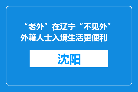 “老外”在辽宁“不见外” 外籍人士入境生活更便利