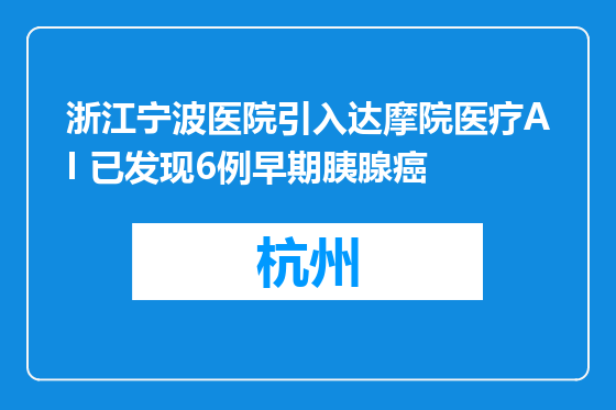 浙江宁波医院引入达摩院医疗AI 已发现6例早期胰腺癌