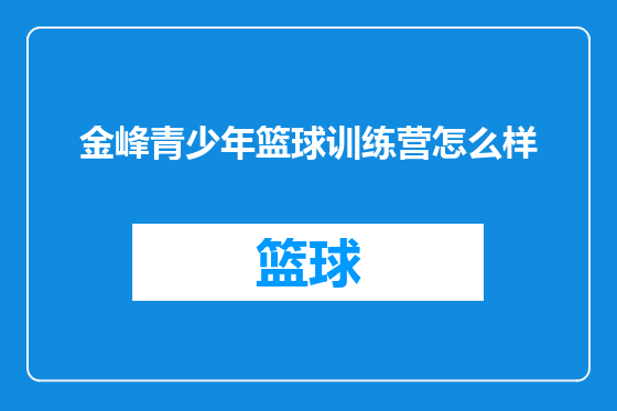 金峰青少年篮球训练营怎么样