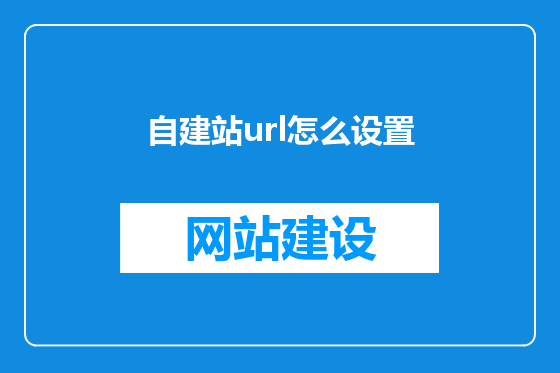 自建站url怎么设置