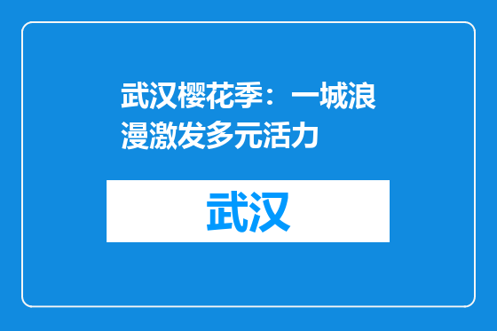 武汉樱花季：一城浪漫激发多元活力
