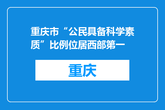 重庆市“公民具备科学素质”比例位居西部第一
