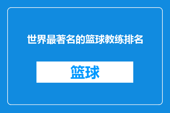 世界最著名的篮球教练排名