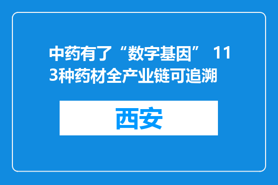 中药有了“数字基因” 113种药材全产业链可追溯
