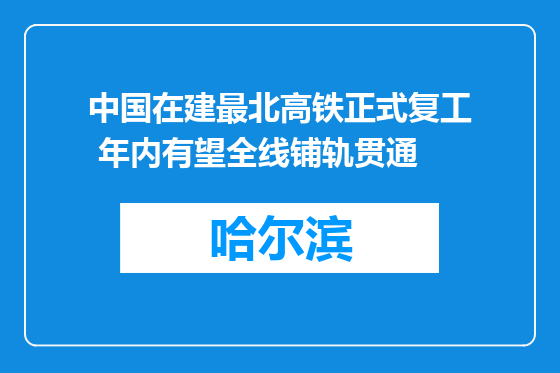 中国在建最北高铁正式复工 年内有望全线铺轨贯通