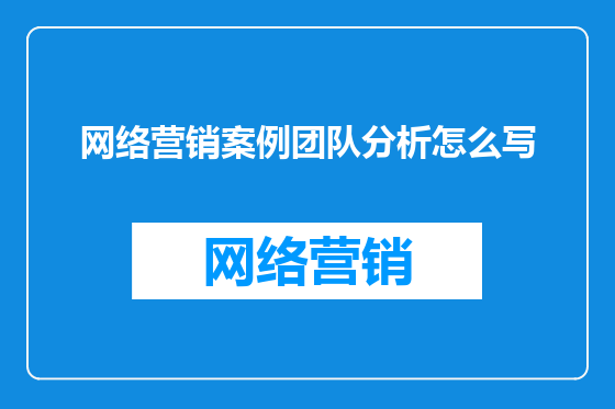 网络营销案例团队分析怎么写