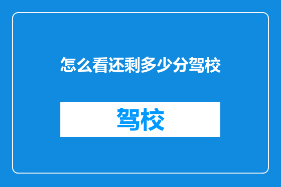 怎么看还剩多少分驾校