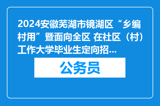 2024安徽芜湖市镜湖区“乡编村用”暨面向全区 在社区（村）工作大学毕业生定向招聘事业单位人员拟聘用人员公示