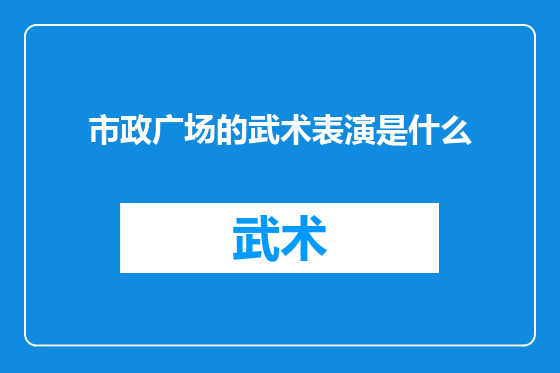 市政广场的武术表演是什么