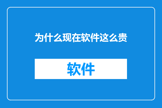 为什么现在软件这么贵