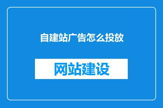 自建站广告怎么投放